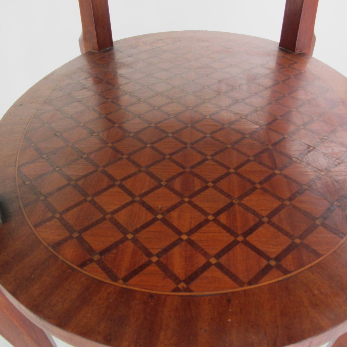 Guéridon ovale en marqueterie de style Louis XVI Ep.20ème-photo-2