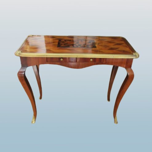 Marquetry Desk With Bird Decoration In The Louis XV Style, Late 18th Century-photo-1