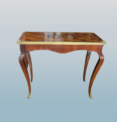 Marquetry Desk With Bird Decoration In The Louis XV Style, Late 18th Century-photo-2