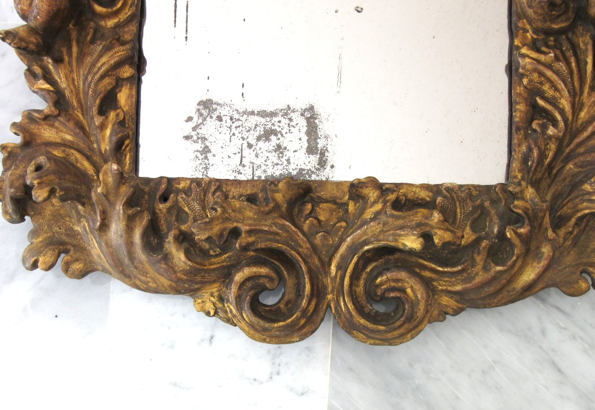Miroir en bois doré à décor de Putti Ep.17ème-photo-3