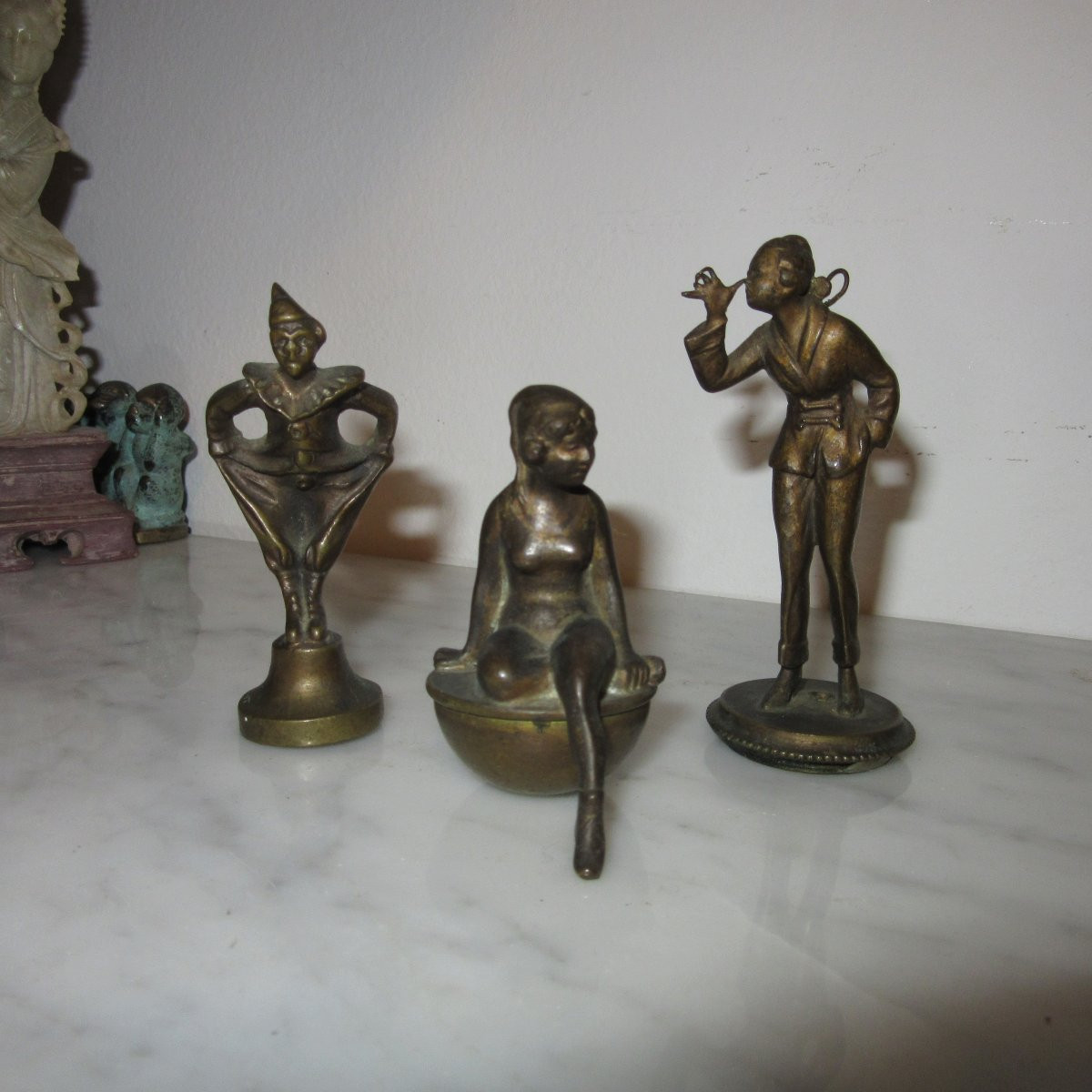 Set Of Three Small Bronze Figures -photo-4