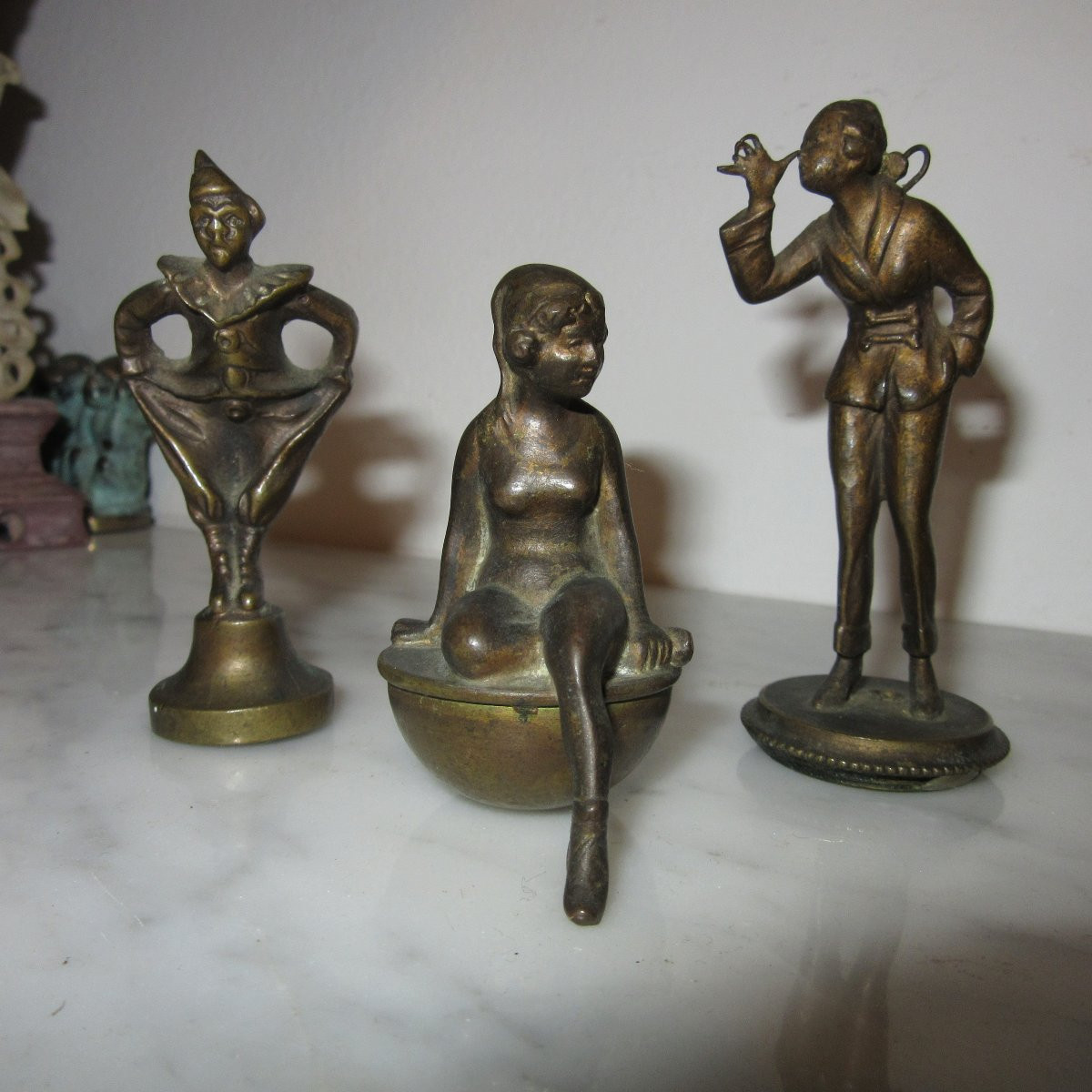 Set Of Three Small Bronze Figures -photo-2