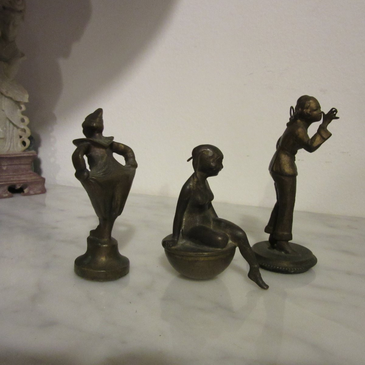 Set Of Three Small Bronze Figures -photo-3