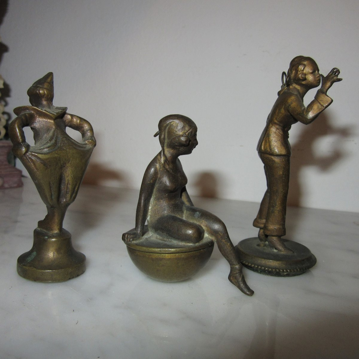 Set Of Three Small Bronze Figures -photo-4