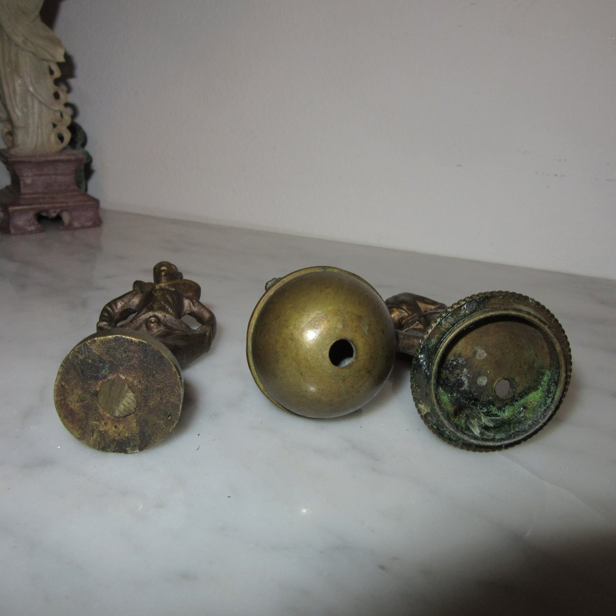 Set Of Three Small Bronze Figures -photo-5