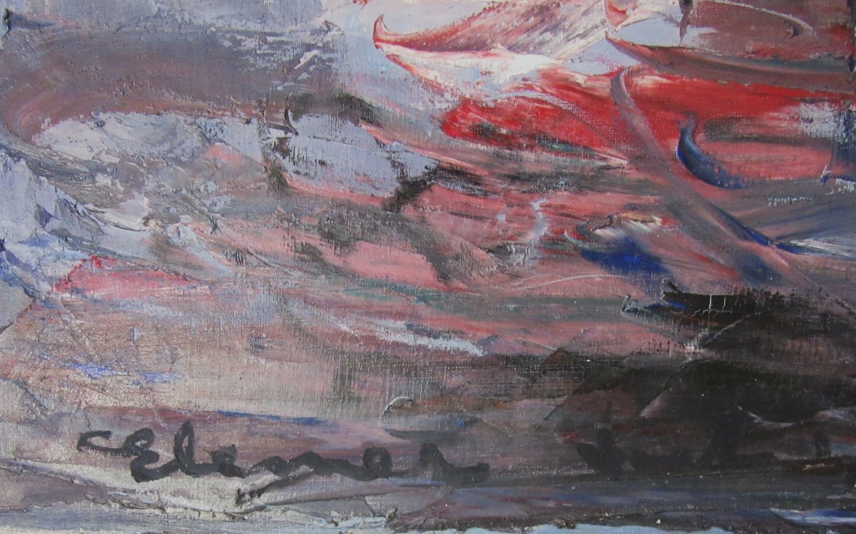 Oil Painting On Canvas Signed Elmer Vagh Weinmann, 20th Century-photo-2