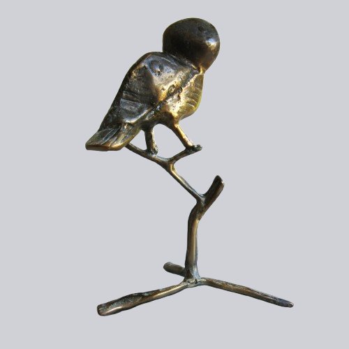 Sculpture en bronze  "chouette" Yves Lohé-photo-2