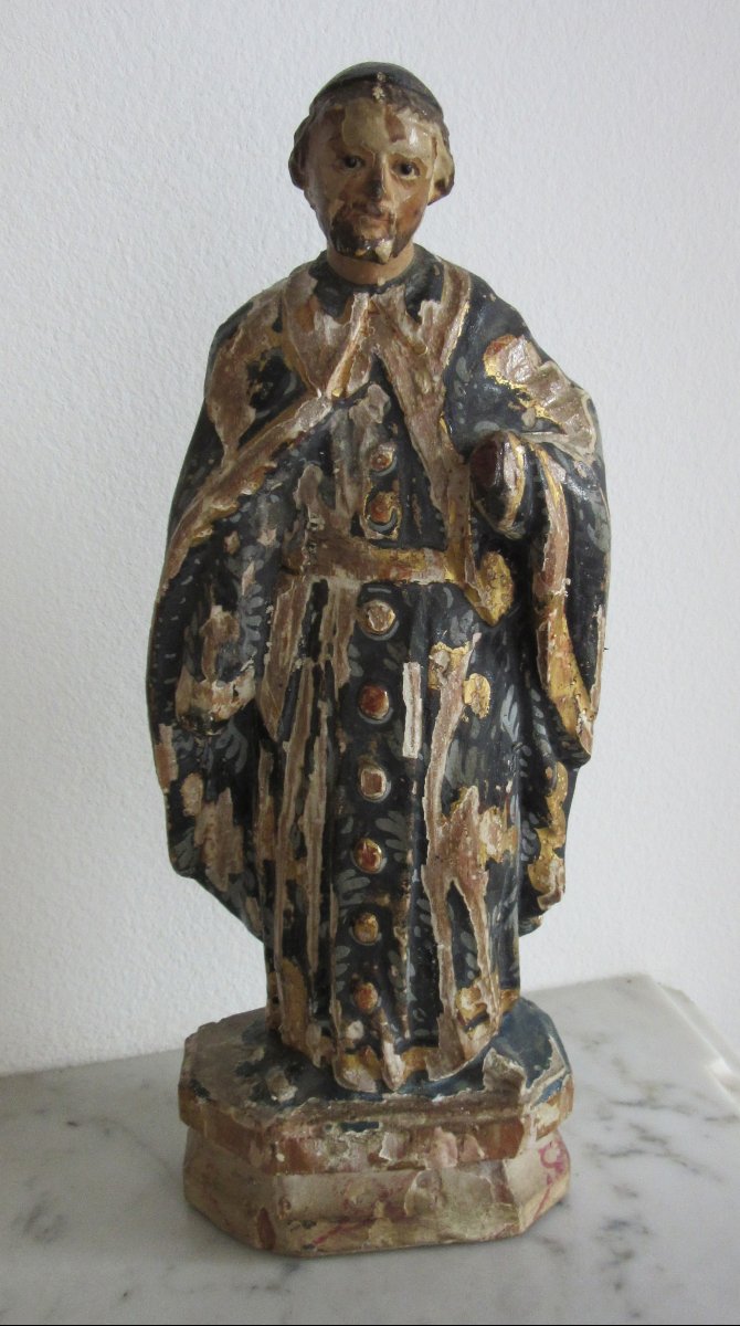 Sculpture Saint en bois Polychrome Ep. 17ème-photo-2