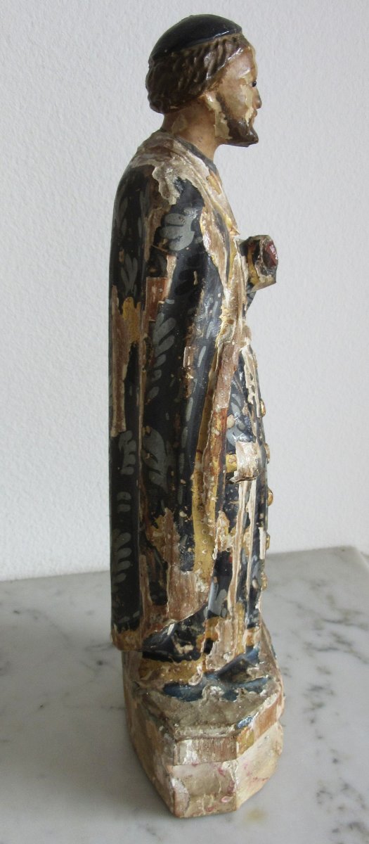Sculpture Saint en bois Polychrome Ep. 17ème-photo-3