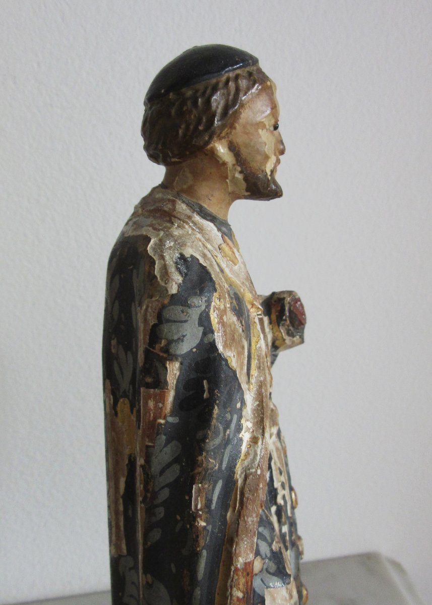 Sculpture Saint en bois Polychrome Ep. 17ème-photo-4
