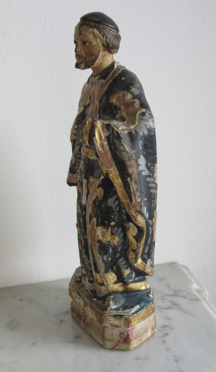 Sculpture Saint en bois Polychrome Ep. 17ème-photo-1