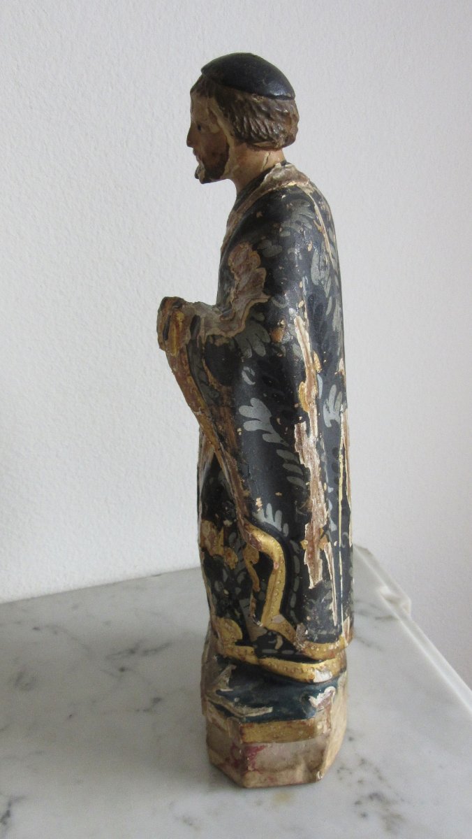 Sculpture Saint en bois Polychrome Ep. 17ème-photo-2