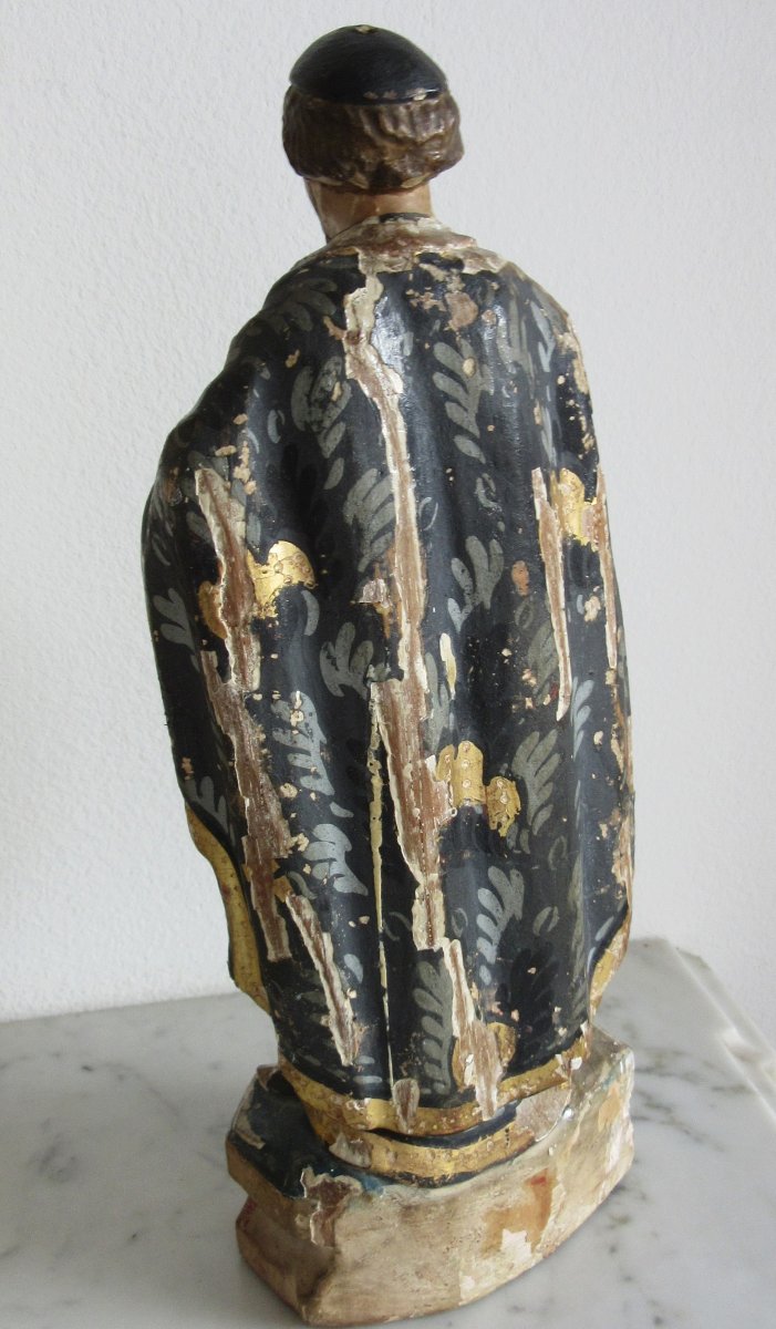 Sculpture Saint en bois Polychrome Ep. 17ème-photo-4