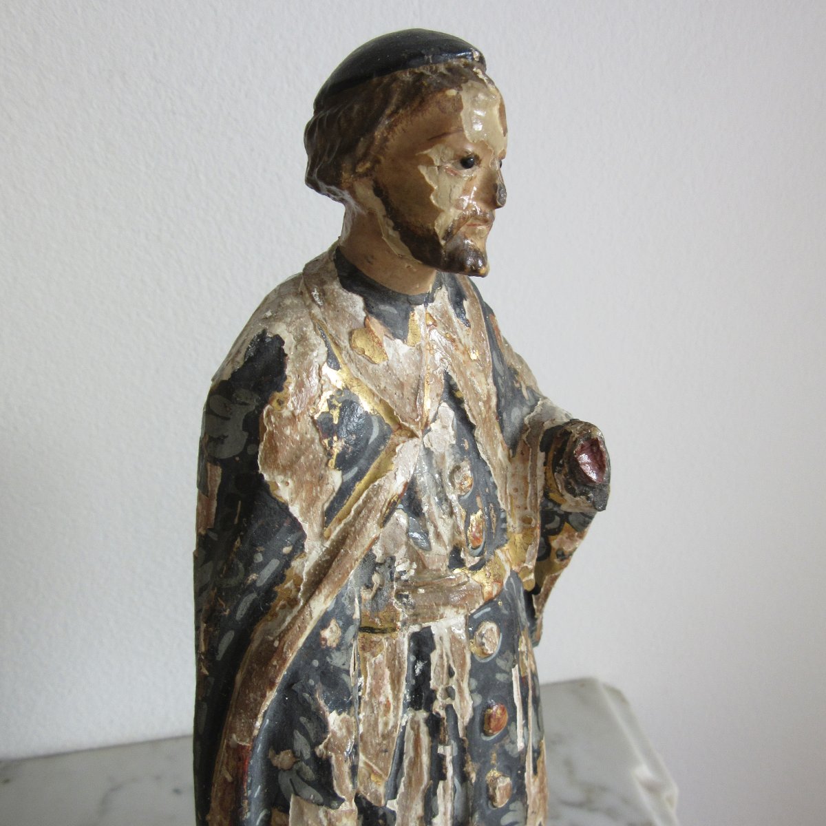 Sculpture Saint en bois Polychrome Ep. 17ème-photo-5