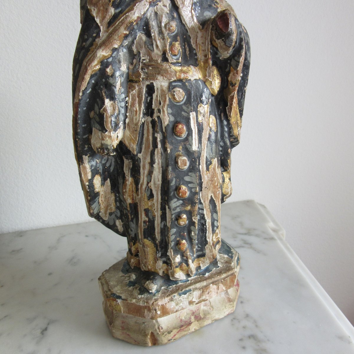 Sculpture Saint en bois Polychrome Ep. 17ème-photo-6