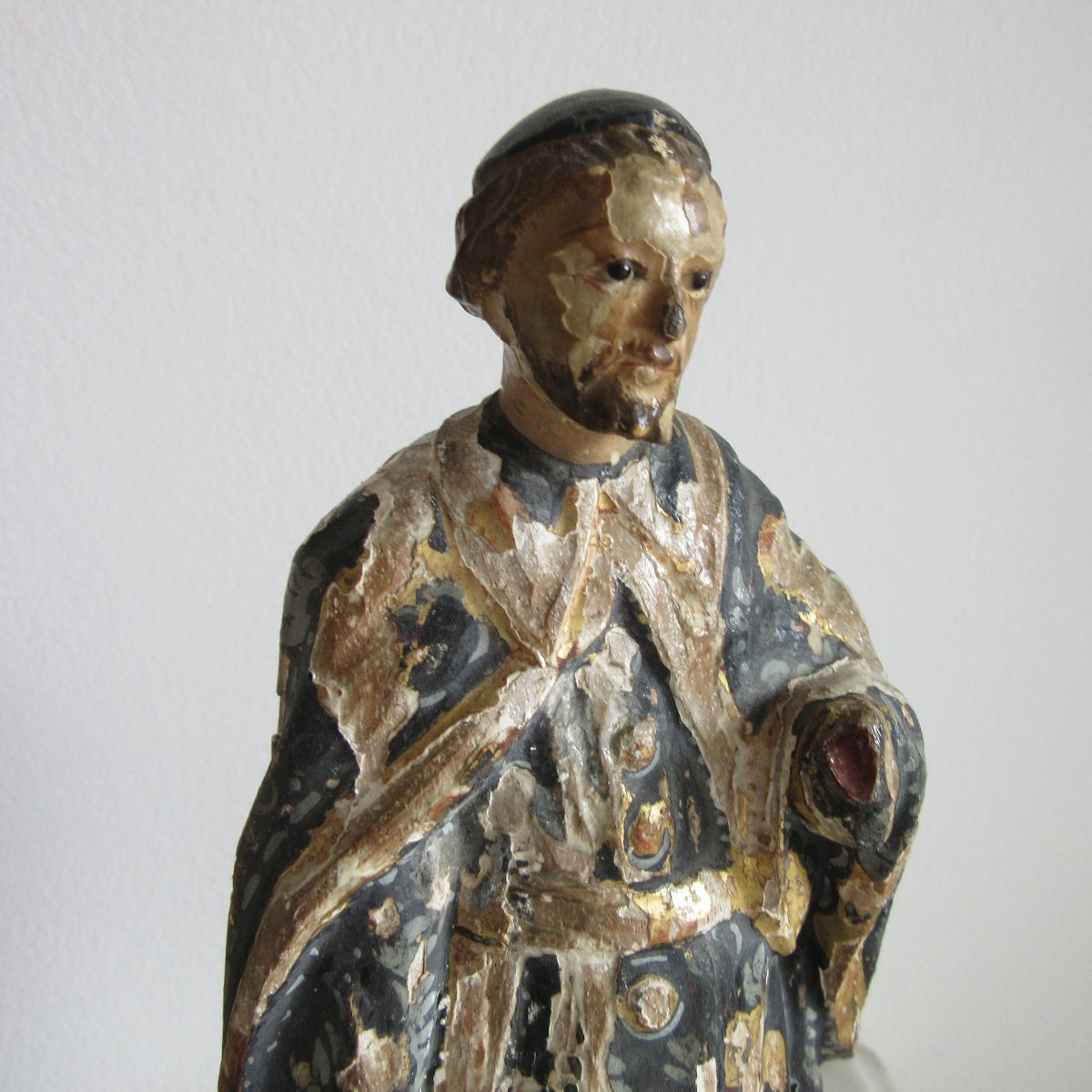 Sculpture Saint en bois Polychrome Ep. 17ème-photo-7