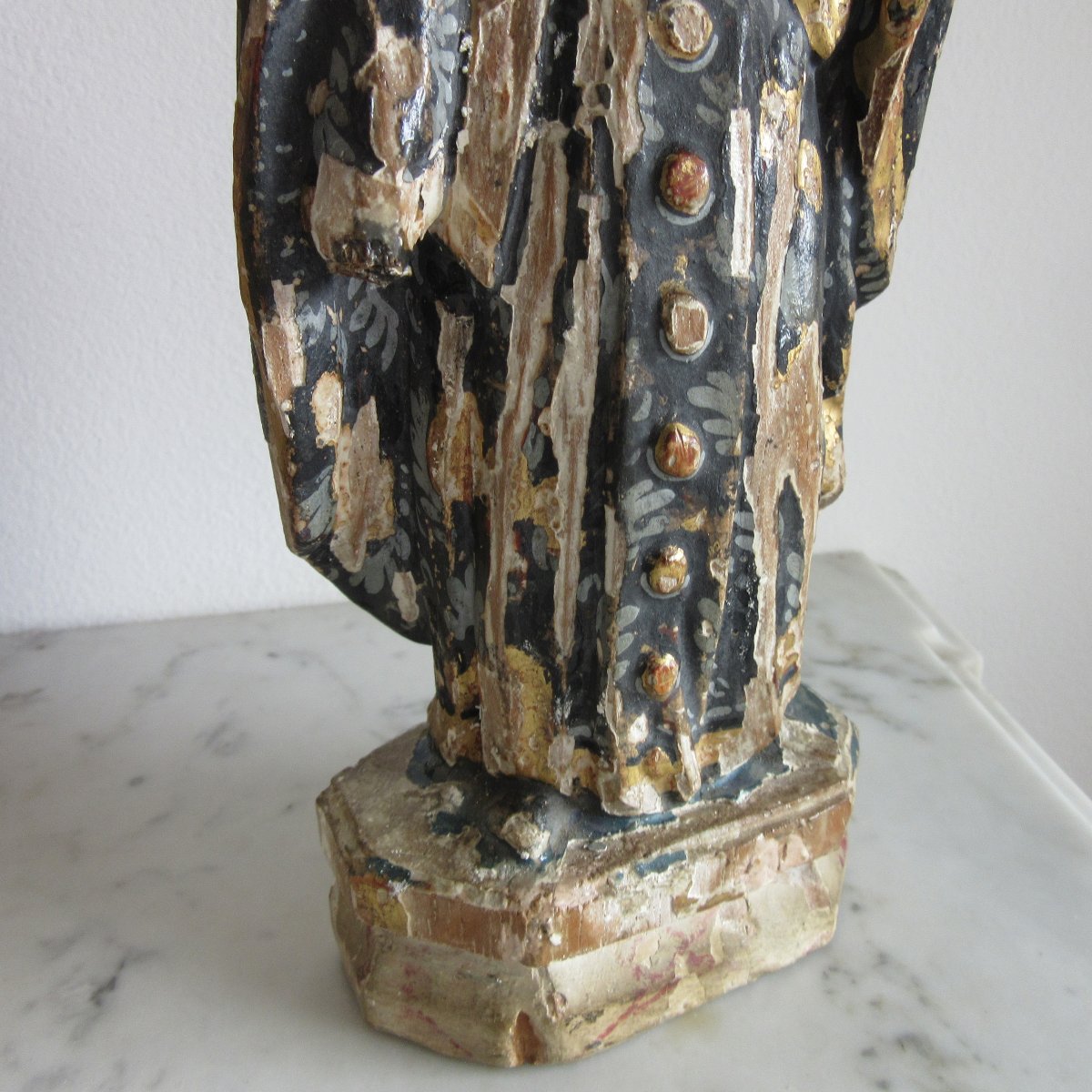 Sculpture Saint en bois Polychrome Ep. 17ème-photo-8