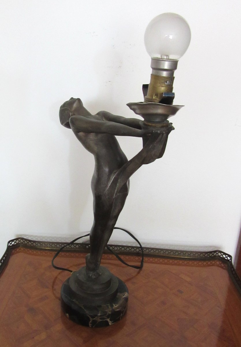 Art Deco Metal Sculpture By Max Le Verrier-photo-1