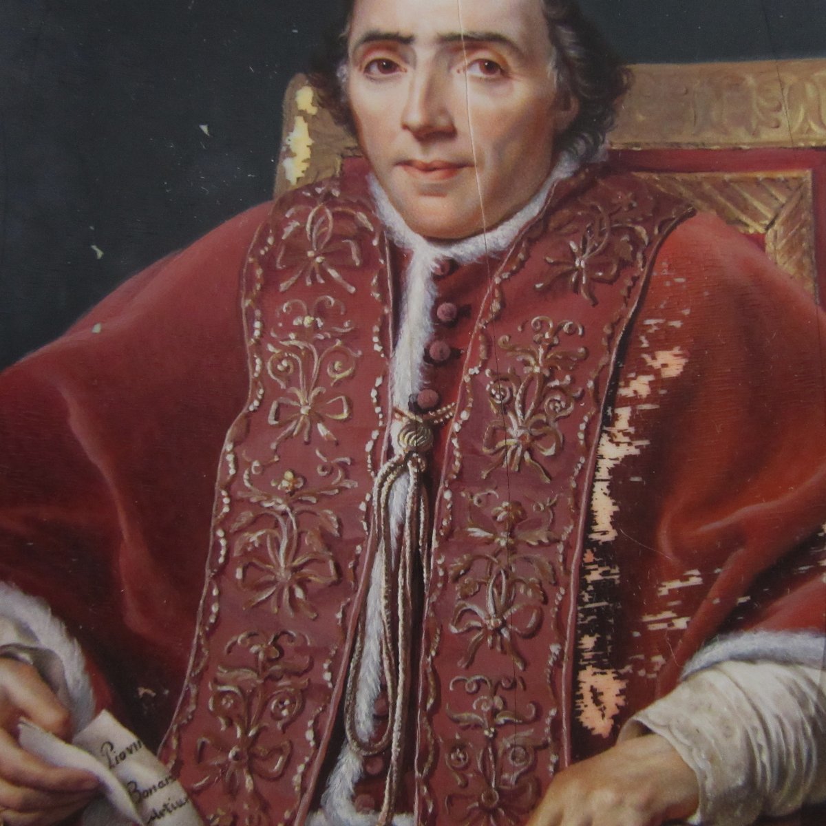 Miniature "portrait Of Pope Pius VII" 19th Century-photo-1