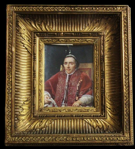 Miniature "portrait Of Pope Pius VII" 19th Century