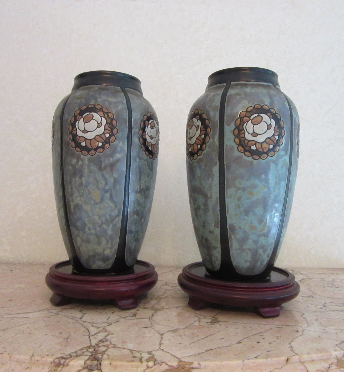 Paire de vases Art Déco Charles Catteau Keramis-photo-2