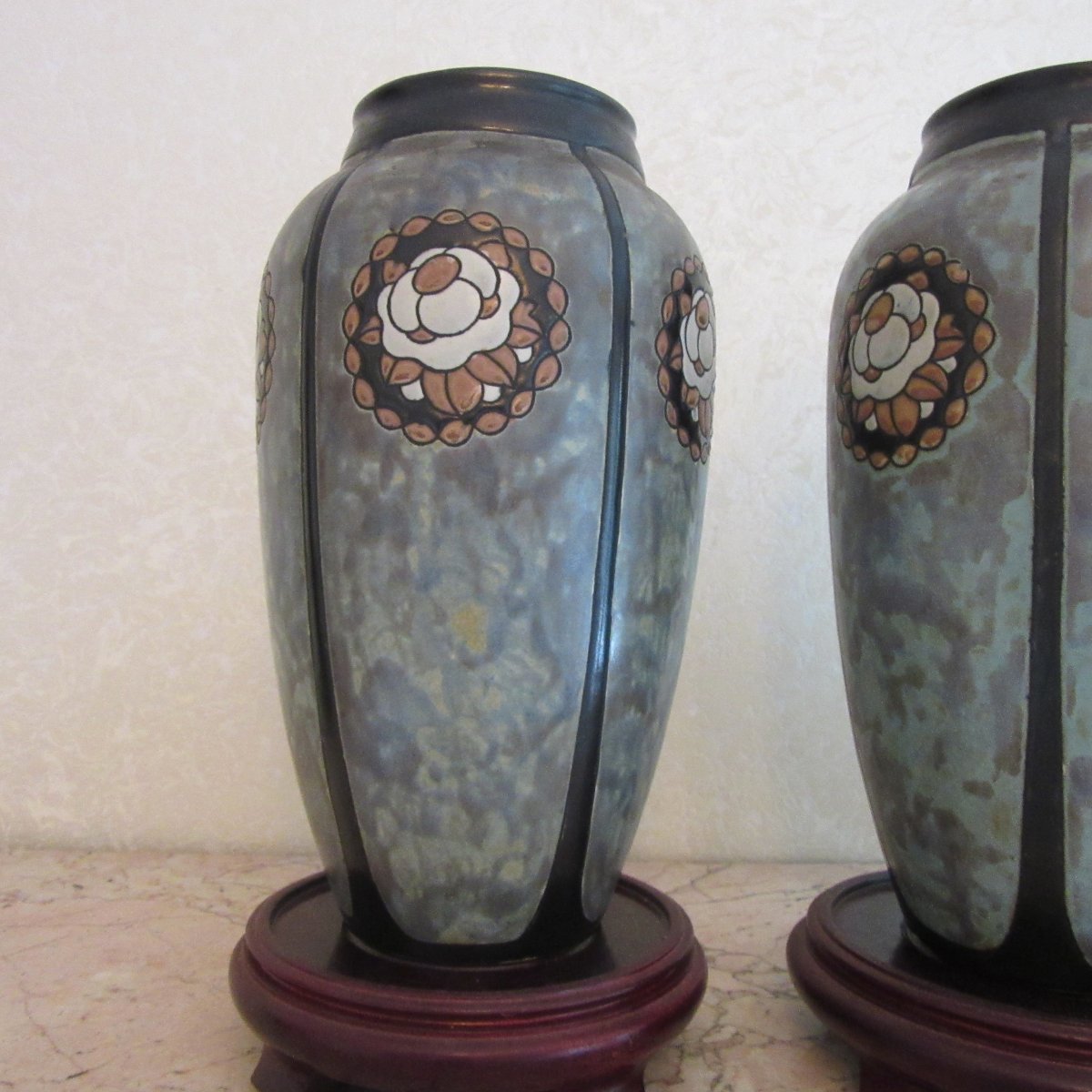 Paire de vases Art Déco Charles Catteau Keramis-photo-3