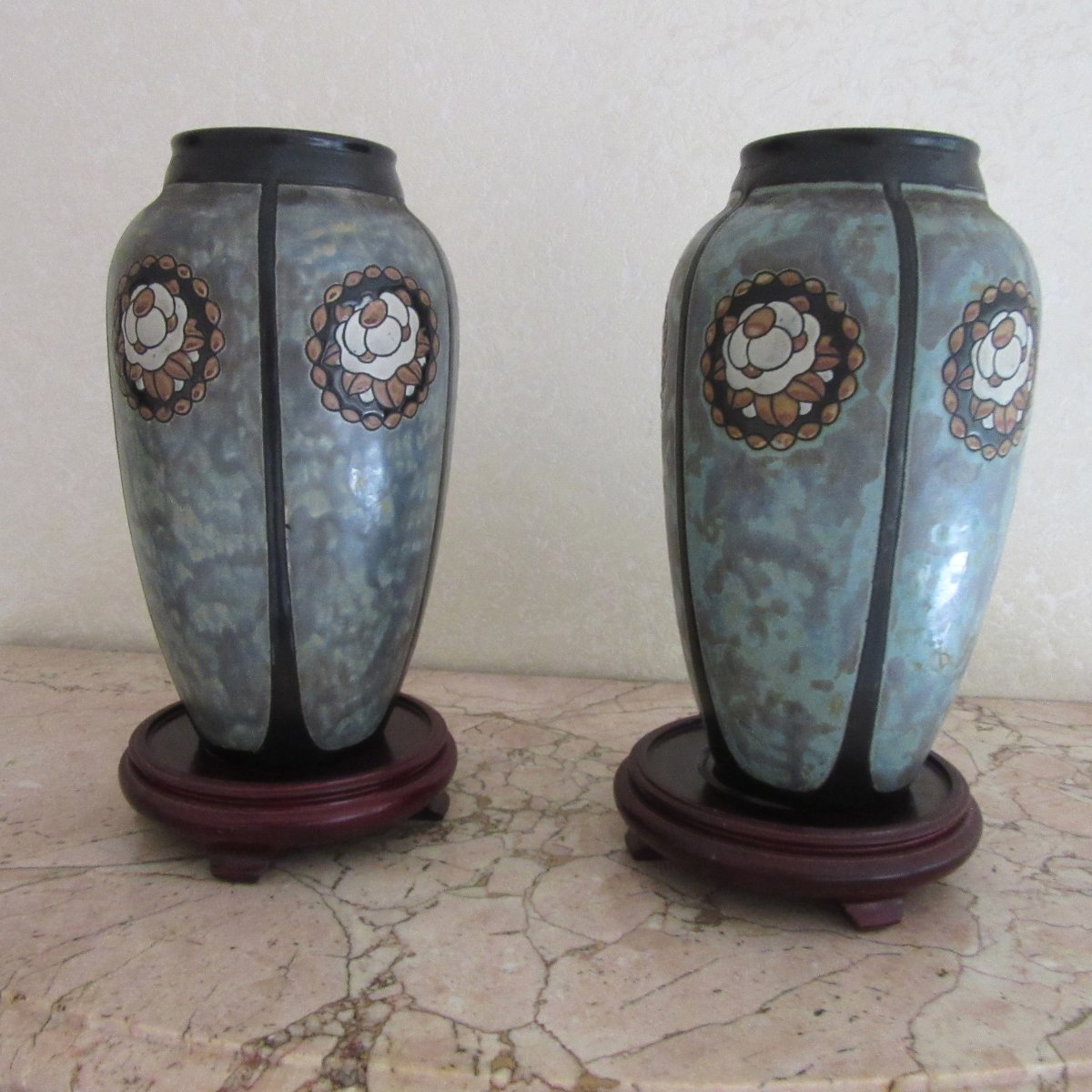 Paire de vases Art Déco Charles Catteau Keramis-photo-6