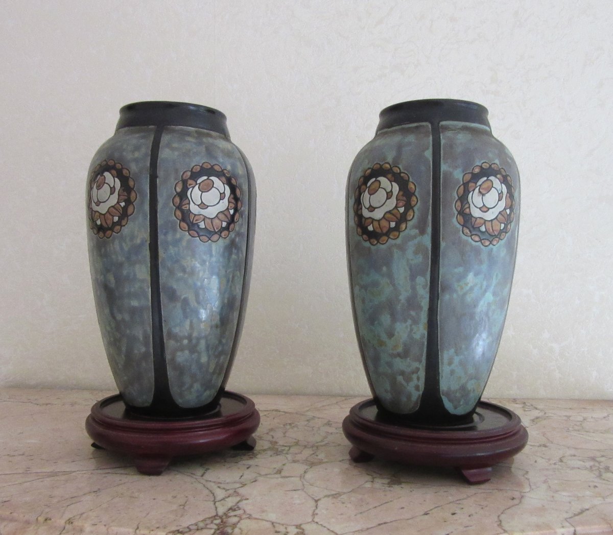 Paire de vases Art Déco Charles Catteau Keramis-photo-7