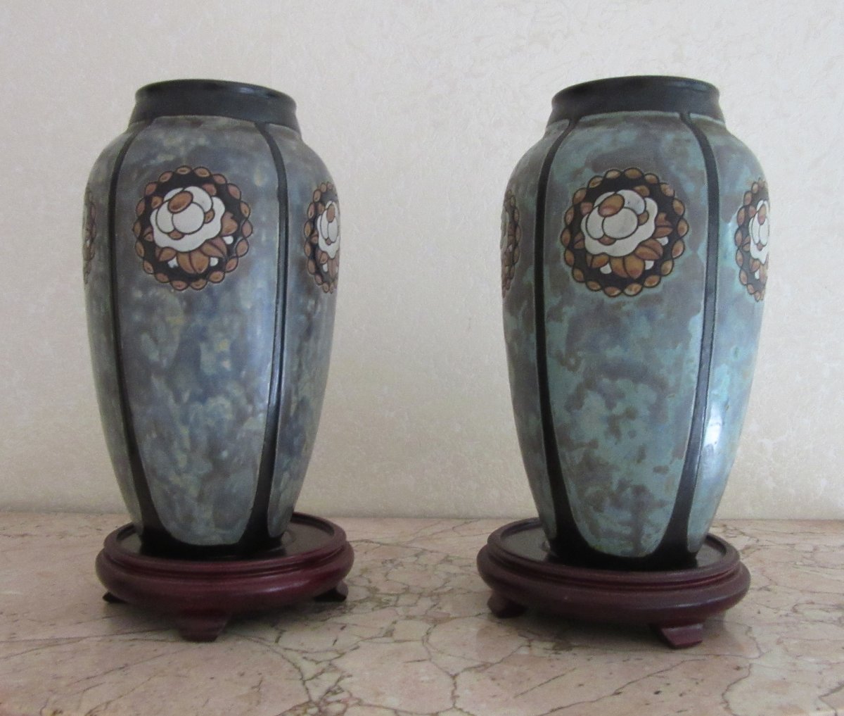 Paire de vases Art Déco Charles Catteau Keramis-photo-8