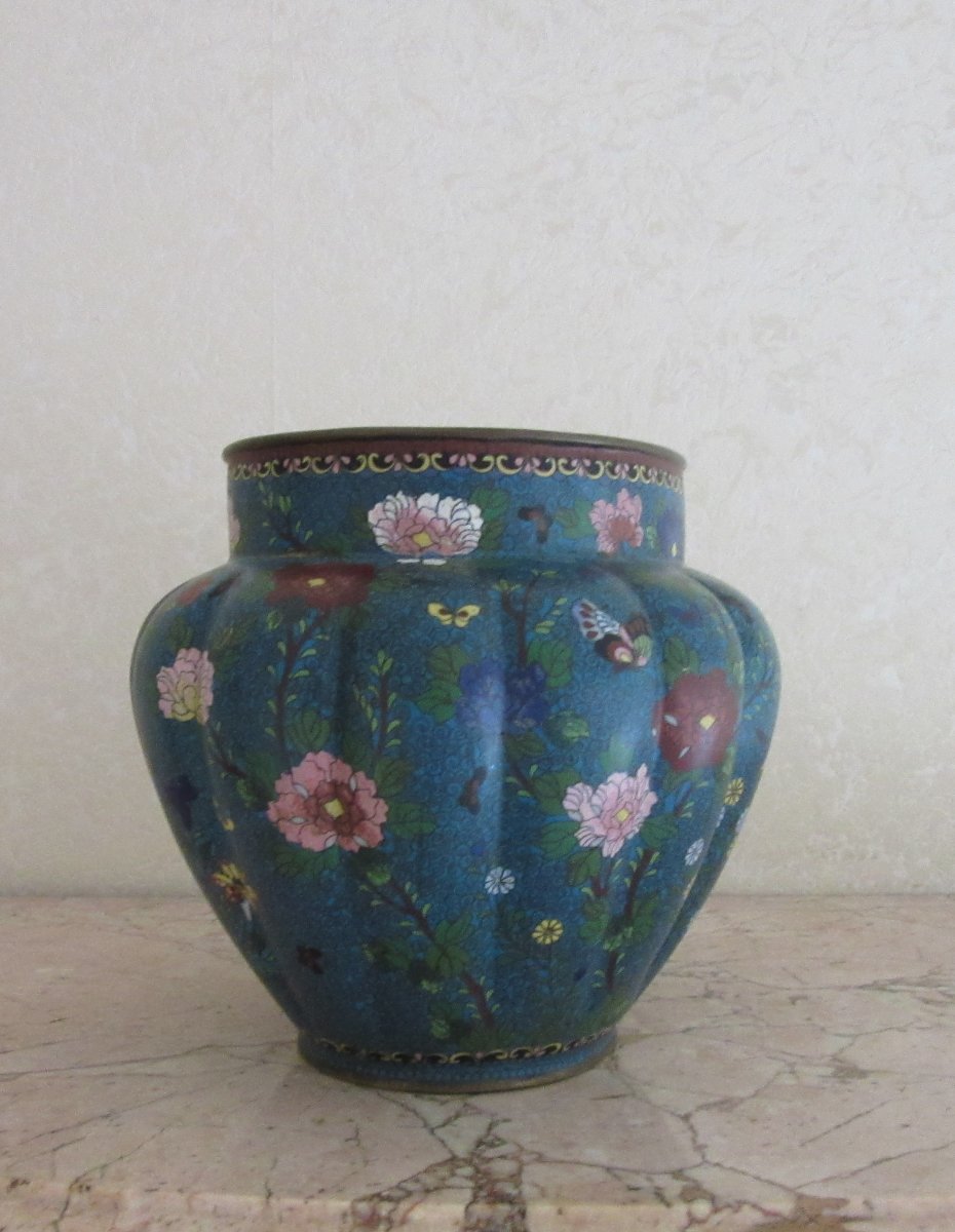 Cache-Pot  chinois à décor d'émaux cloisonnés Fin XIX-photo-2