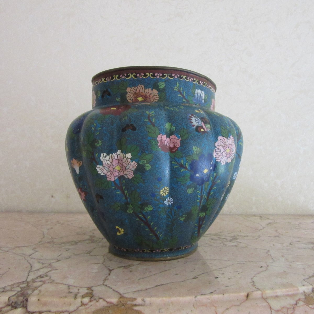 Cache-Pot  chinois à décor d'émaux cloisonnés Fin XIX-photo-4