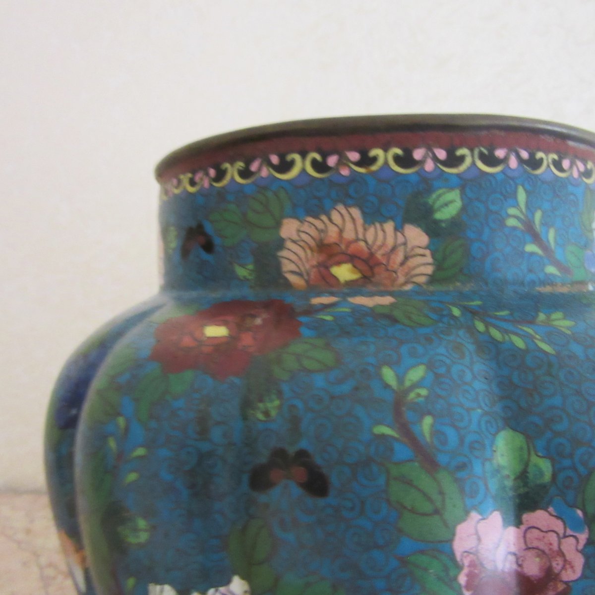 Cache-Pot  chinois à décor d'émaux cloisonnés Fin XIX-photo-1