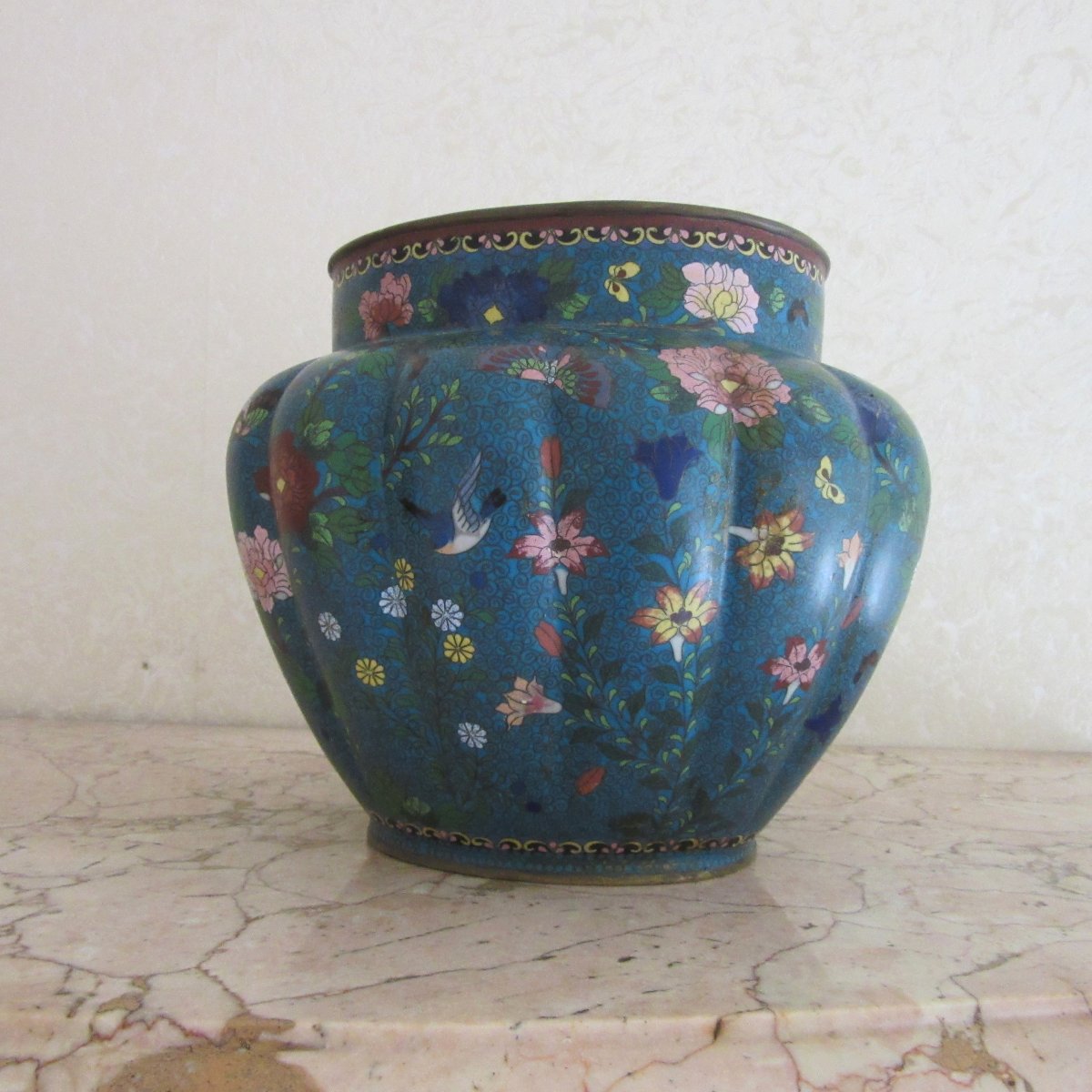 Cache-Pot  chinois à décor d'émaux cloisonnés Fin XIX-photo-3