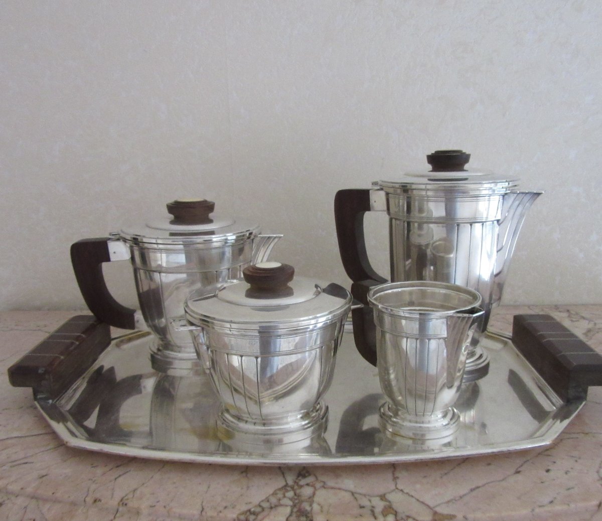 Art Deco-style Silver Coffee And Tea Set-photo-5