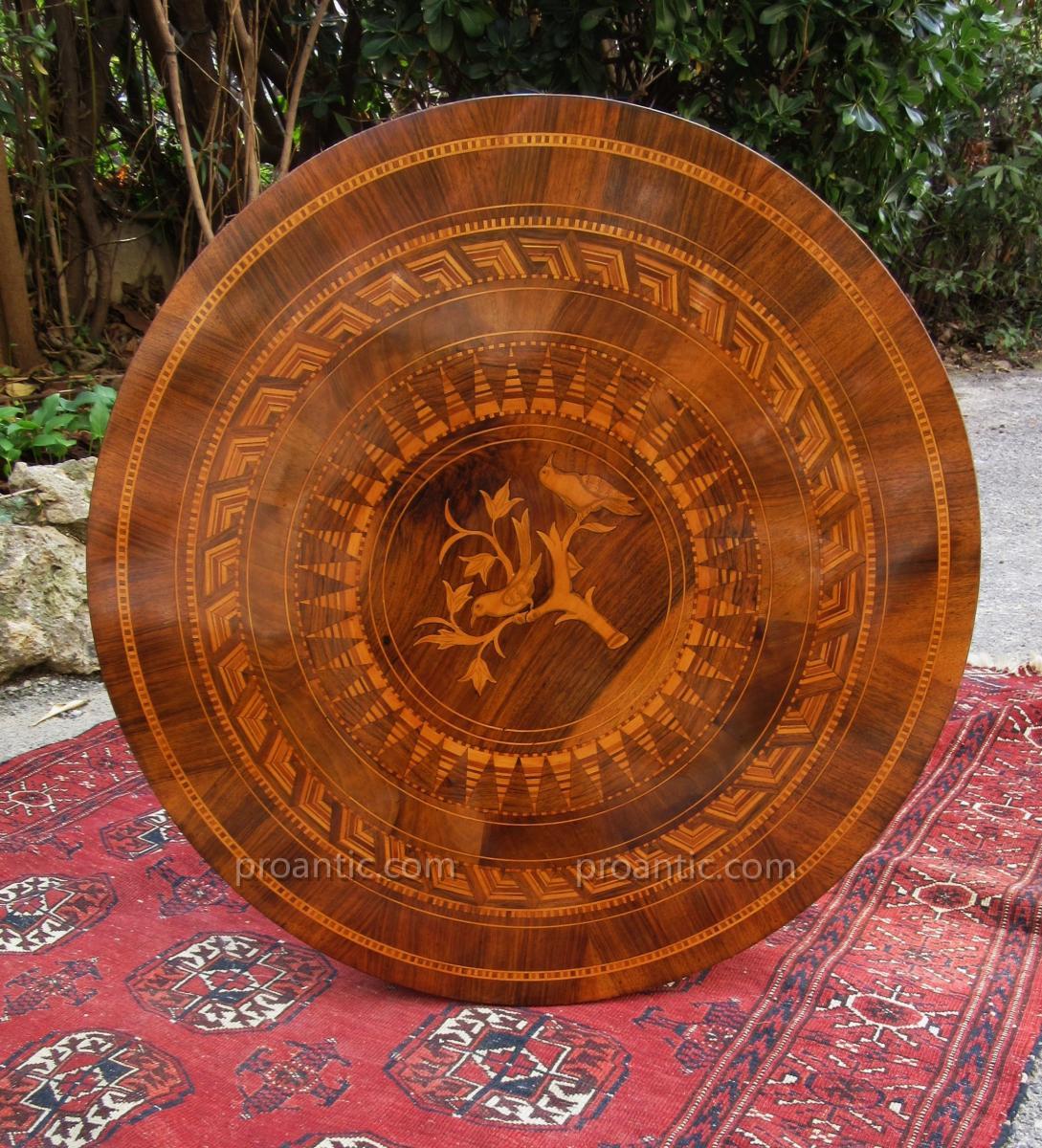 Late 19th Marquetry Pedestal Table-photo-2