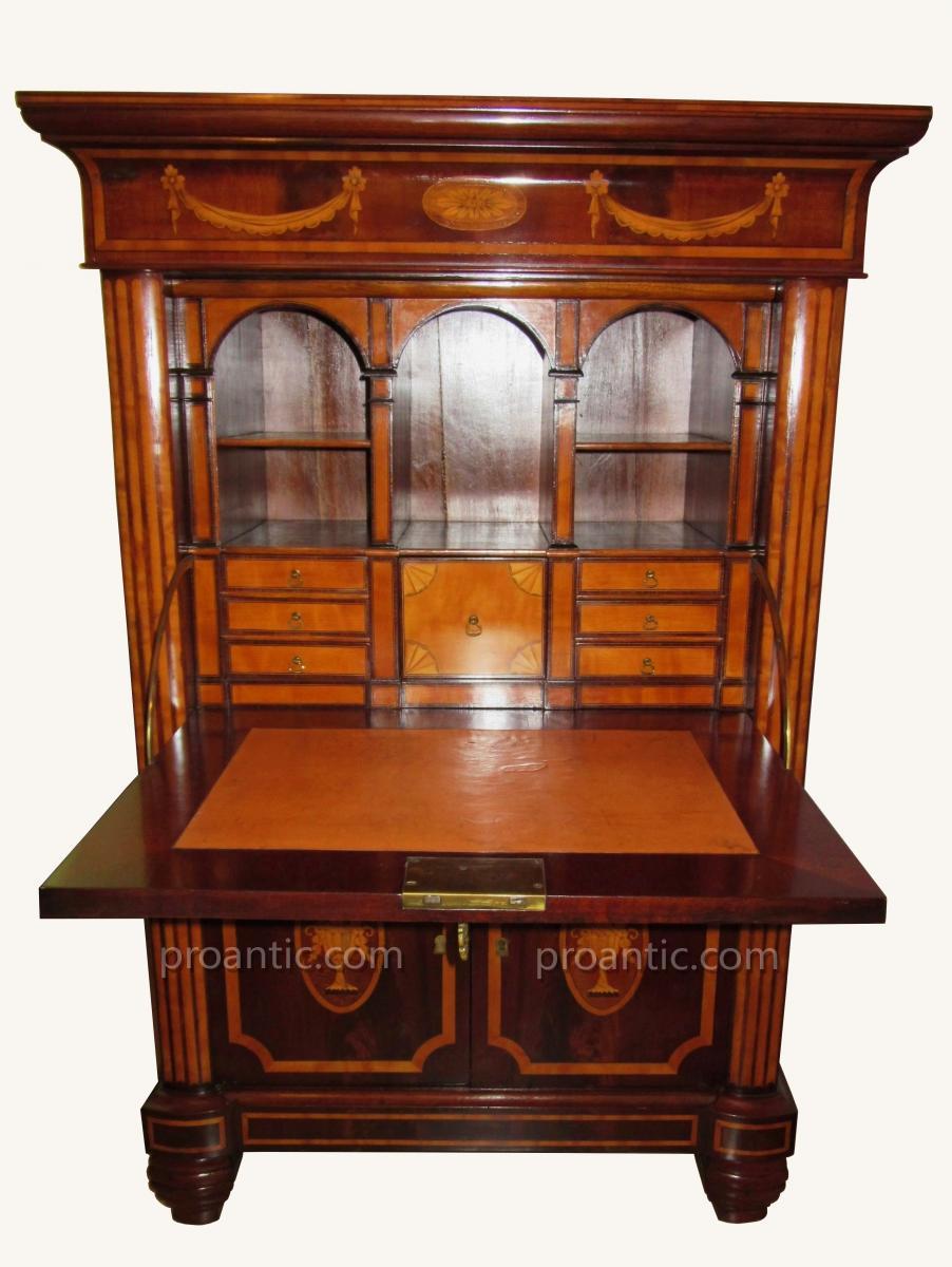 Secretary In Marquetry Biedermeier 1815-1848-photo-2