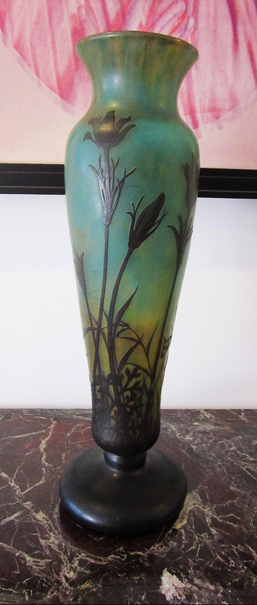 Glass Paste Vase Sign. Daum Nancy-photo-3