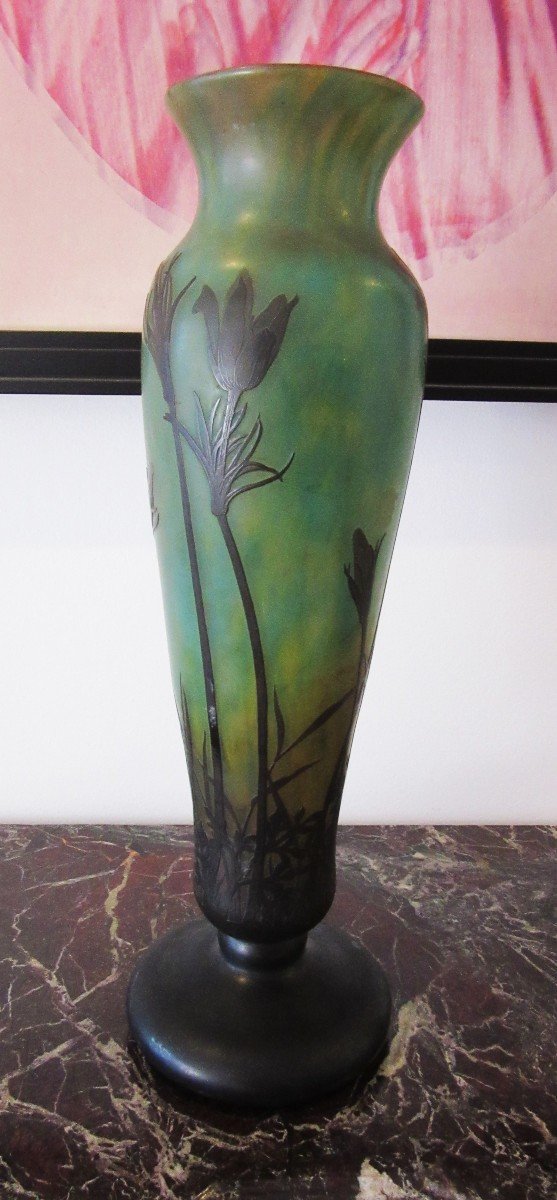 Glass Paste Vase Sign. Daum Nancy-photo-4