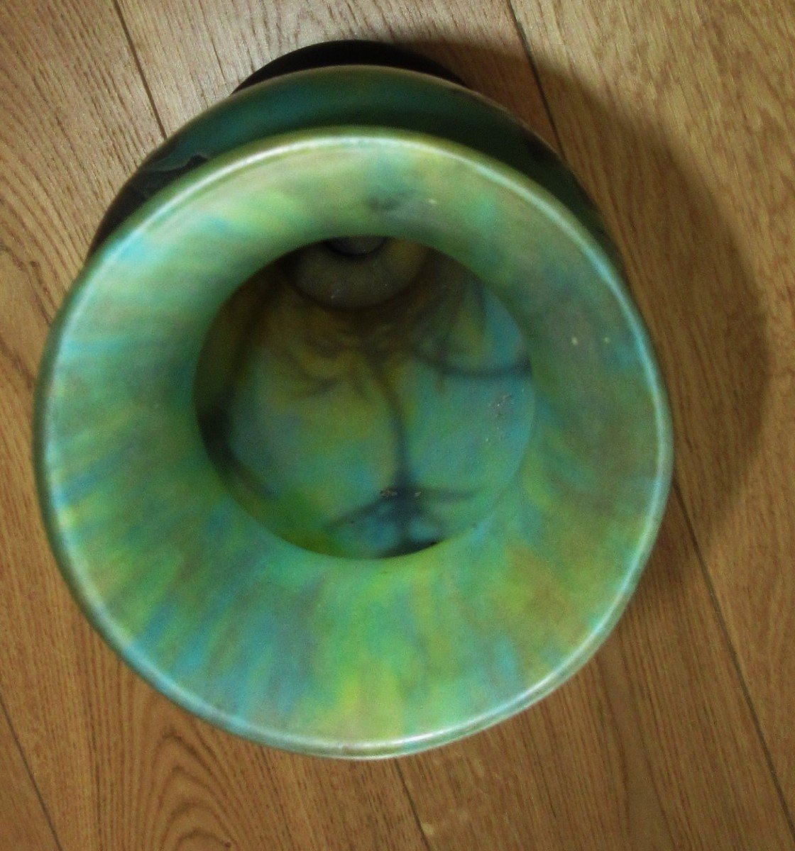 Glass Paste Vase Sign. Daum Nancy-photo-2