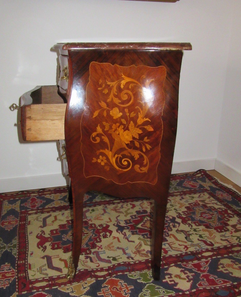 Small Commode In Marquetry Louis XV Style Ep.19th-photo-4