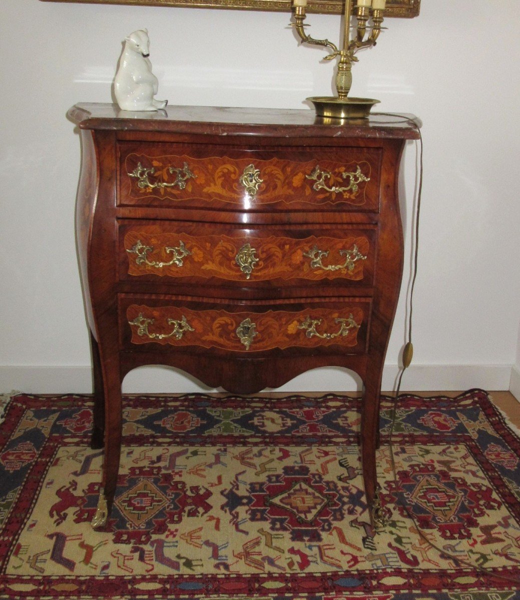 Small Commode In Marquetry Louis XV Style Ep.19th