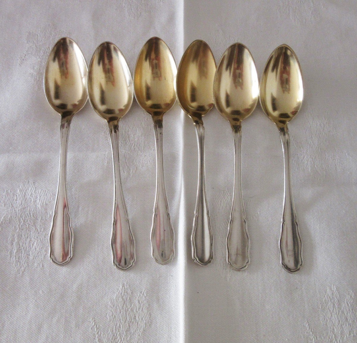 Suite Of Six Small Spoons In Silver And Vermeil-photo-4