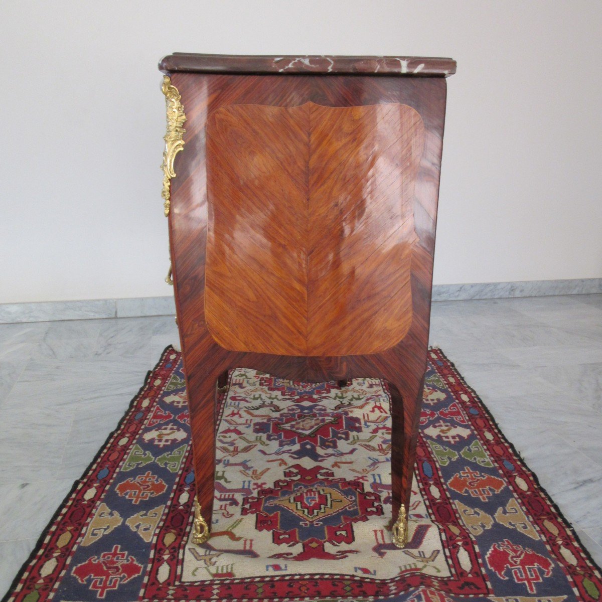 Commode In Rose Marquetry Ep. Louis XV Stamped M.criaerd-photo-3