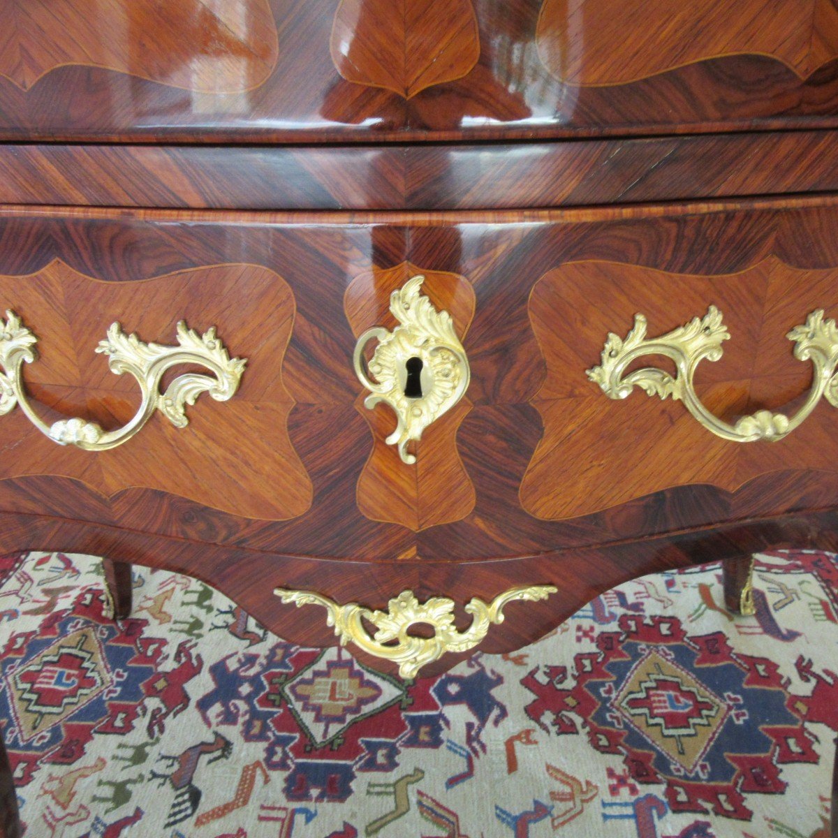 Commode In Rose Marquetry Ep. Louis XV Stamped M.criaerd-photo-3