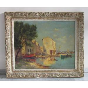 Tableau huile sur panneau "La Ponche Saint-Tropez"