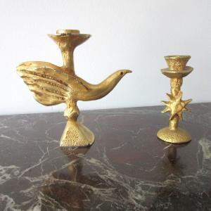 Paire de Sculptures En Bronzes doré Pierre Casenove 