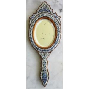 Miroir Face à main en micro mosaïque 