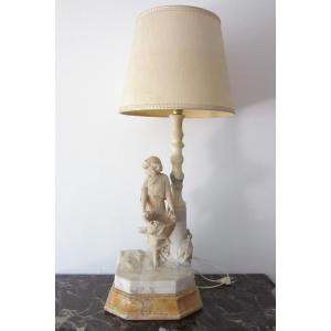 lampe en albâtre "jeune fille au panier"