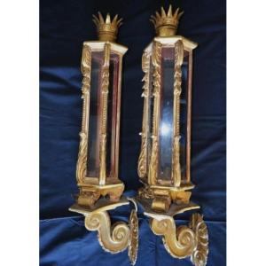 Pair Of Louis XV Giltwood Sconces