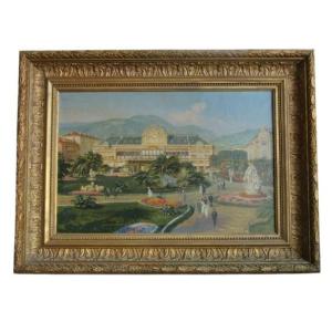 Oil On Canvas " Municipal Casino Of Nice " Signed N. Béraud